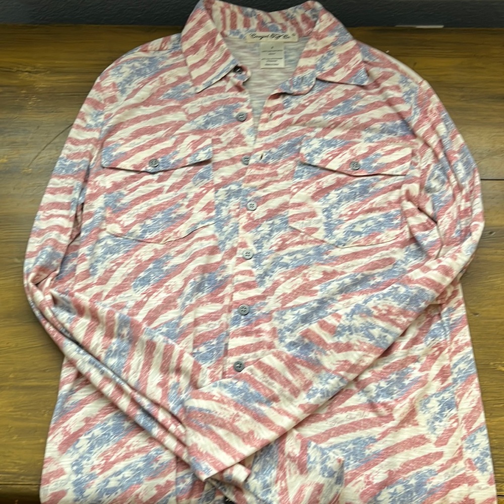 Cowgirl Tuff Red and Blue Long Sleeve Tee
